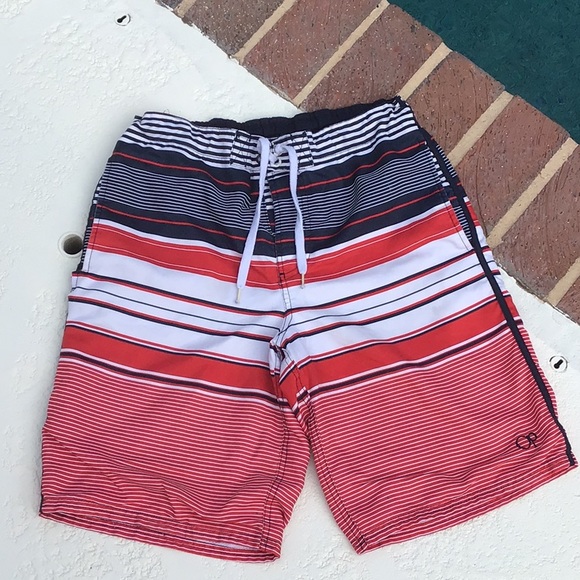 OP striped bathing suit with mesh lining
